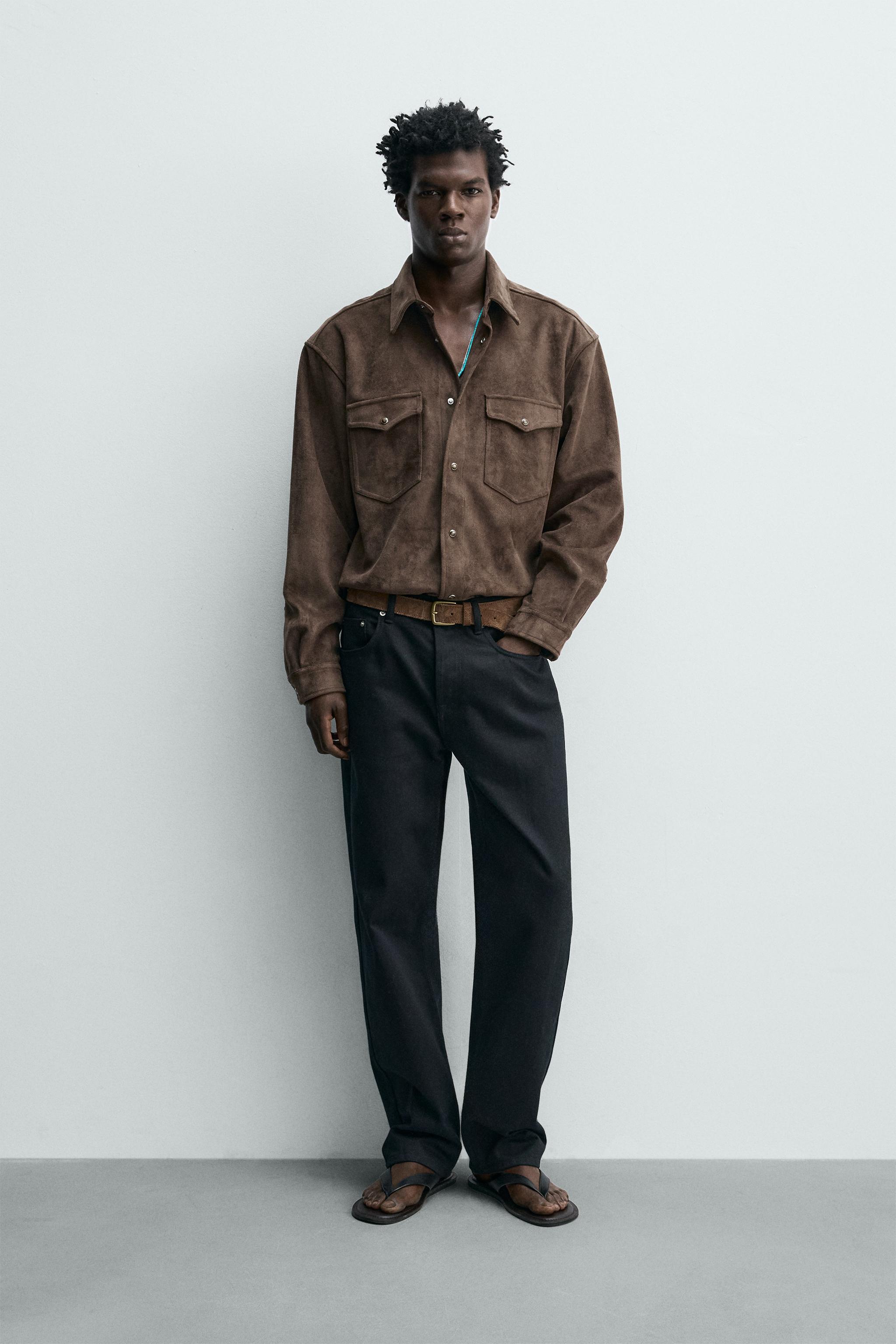REGULAR FIT FAUX SUEDE OVERSHIRT